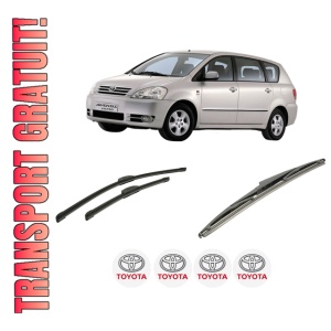 Set 3 stergatoare TOYOTA AVENSIS VERSO (_M2_) din 2001-2010, pentru parbriz si luneta fata si spate auto, Bosch Twin-Aerotwin Retrofit, din cauciuc siliconat rezistent, 4 Stickere Auto TOYOTA