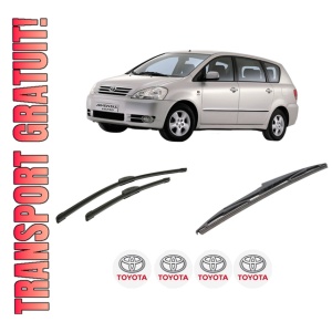 Set 3 stergatoare TOYOTA AVENSIS VERSO (_M2_) din 2001-2010, pentru parbriz si luneta fata si spate auto, Bosch Twin-Aerotwin Retrofit, din cauciuc siliconat rezistent, 4 Stickere Auto TOYOTA