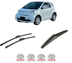 Set 3 stergatoare TOYOTA IQ (_J1_) din 2009-2015, pentru parbriz si luneta fata si spate auto, Bosch Twin-Aerotwin Retrofit, din cauciuc siliconat rezistent, 4 Stickere Auto TOYOTA - Img 2