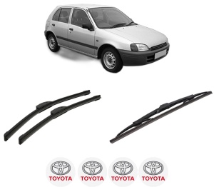 Set 3 stergatoare TOYOTA STARLET (_P9_) din 1996-1999, pentru parbriz si luneta fata si spate auto, Bosch Twin-Aerotwin Retrofit, din cauciuc siliconat rezistent, 4 Stickere Auto TOYOTA - Img 2