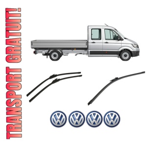 Set 3 stergatoare Volkswagen CRAFTER 30-50 Platform/Chassis (2F_) din 2006-2016, pentru parbriz si luneta fata si spate auto, Bosch Aerotwin-Aerotwin, din cauciuc siliconat rezistent, 4 Stickere Auto Volkswagen
