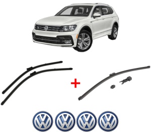 Set 3 stergatoare Volkswagen TIGUAN (AD1, AX1) din 2016 - 2024, pentru parbriz si luneta fata si spate auto, Valeo HydroConnect, din cauciuc siliconat rezistent, 4 Stickere Auto VW v12593