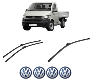 Set 3 stergatoare Volkswagen TRANSPORTER T5 Platform/Chassis (7JD, 7JE, 7JL, 7JY, 7JZ, 7F din 2003-2013, pentru parbriz si luneta fata si spate auto, Bosch Aerotwin-Aerotwin, din cauciuc siliconat rezistent, 4 Stickere Auto Volkswagen - Img 2