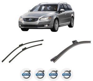 Set 3 stergatoare VOLVO V70 III Estate Van (135) din 2013-2015, pentru parbriz si luneta fata si spate auto, Bosch Aerotwin-Aerotwin, din cauciuc siliconat rezistent, 4 Stickere Auto VOLVO - Img 2