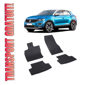 Set 4 covorase auto CRI-FLO Volkswagen T-Roc 2017-prezent, cauciuc 100%, protecție completă, design ergonomic
