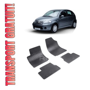 Set 4 covorase Citroen C3 2002-2009, din cauciuc 100%, compatibile cu autoturismul CITROEN C3