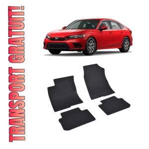 Set 4 covorase Honda Civic 2022-prezent, din cauciuc 100%, compatibile cu autoturismul Honda Civic