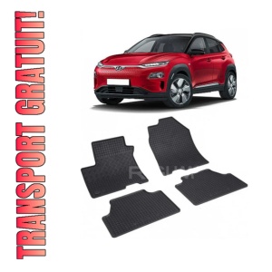 Set 4 covorase Hyundai Kona Electric 2021-prezent, din cauciuc 100%, compatibile cu autoturismul HYUNDAI Kona