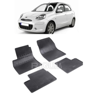 Set 4 covorase Nissan Micra 2010-2013, din cauciuc 100%, compatibile cu autoturismul NISSAN Micra v3189