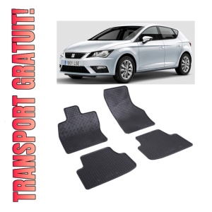 Set 4 covorase Seat Leon 2020-prezent, din cauciuc 100%, compatibile cu autoturismul SEAT Leon