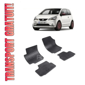 Set 4 covorase Seat Mii 2012-2019, din cauciuc 100%, compatibile cu autoturismul SEAT Mii