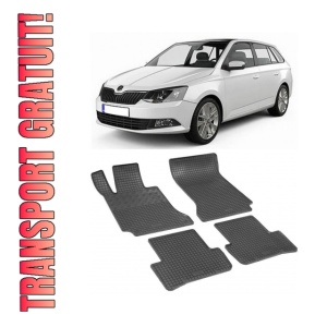 Set 4 covorase Skoda Fabia Iii 2014-2021, din cauciuc 100%, compatibile cu autoturismul SKODA Fabia