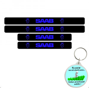 Set 4 protectii praguri auto, autoadezive Saab si breloc Succes, accesorii pentru autoturismul tau - masina v247133