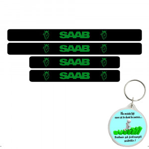 Set 4 protectii praguri auto, autoadezive Saab si breloc Succes, accesorii pentru autoturismul tau - masina v247135