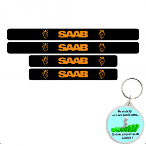 Set 4 protectii praguri auto, autoadezive Saab si breloc Succes, accesorii pentru autoturismul tau - masina v247138