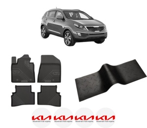 Set 5 covorase auto KIA SPORTAGE III (SL) din 2010-2023, cu covoras tunel median, presuri auto din cauciuc, 4x Stickere auto cu KIA - Img 2