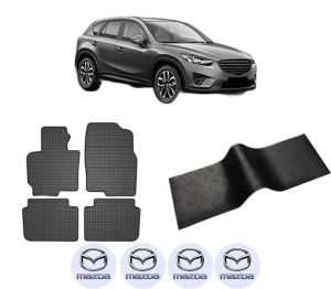 Set 5 covorase auto MAZDA CX-5 (KE, GH) din 2016-2019, cu covoras tunel median, presuri auto din cauciuc, 4x Stickere auto cu MAZDA - Img 2