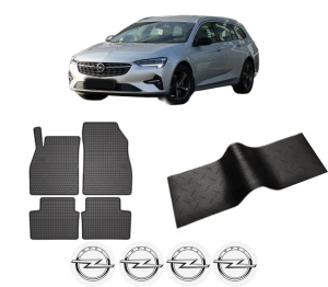 Set 5 covorase auto OPEL INSIGNIA A Sports Tourer (G09) din 2004-2012, cu covoras tunel median, presuri auto din cauciuc, 4x Stickere auto cu OPEL - Img 2