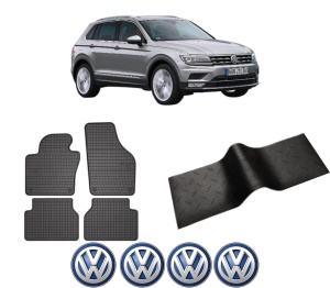 Set 5 covorase auto Volkswagen TIGUAN SUV Van (AD1) din 2012-2015, cu covoras tunel median, presuri auto din cauciuc, 4x Stickere auto cu Volkswagen - Img 2