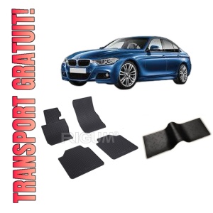 Set 5 covorase BMW SERIA 3 F34 din 06.2013-2021, cu covoras tunel median, CAROSERIE GRAN TURISMO, Presuri cauciuc 100%, compatibil cu autoturismul BMW SERIA 3 F34, Rigum