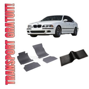 Set 5 covorase BMW SERIA 5 E39 din 1996-06.2003, cu covoras tunel median, CAROSERIE SEDAN, Presuri cauciuc 100%, compatibil cu autoturismul BMW SERIA 5 E39, Rigum