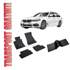Set 5 covorase BMW SERIA 5 G31 din 05.2017-09.2023, cu covoras tunel median, CAROSERIE COMBI, Presuri cauciuc 100%, compatibil cu autoturismul BMW SERIA 5 G31, Rigum