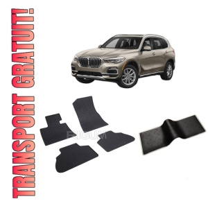 Set 5 covorase BMW X5 G05 din 11.2018-PREZENT, cu covoras tunel median, CAROSERIE SUV, Presuri cauciuc 100%, compatibil cu autoturismul BMW X5 G05, Rigum