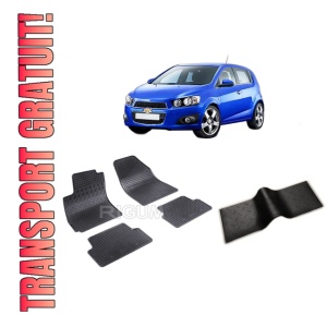 Set 5 covorase CHEVROLET AVEO T300 din 06.2011-10.2020, cu covoras tunel median, CAROSERIE HATCHBACK, Presuri cauciuc 100%, compatibil cu autoturismul CHEVROLET AVEO T300, Rigum