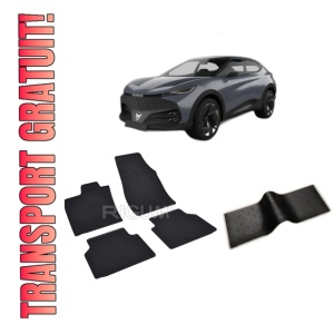 Set 5 covorase CUPRA TAVASCAN din 06.2024-PREZENT, cu covoras tunel median, CAROSERIE SUV, Presuri cauciuc 100%, compatibil cu autoturismul CUPRA TAVASCAN, Rigum