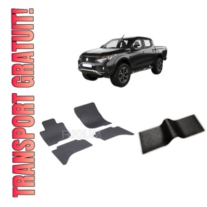 Set 5 covorase FIAT FULLBACK din 2015-2019, cu covoras tunel median, CAROSERIE PICK-UP, Presuri cauciuc 100%, compatibil cu autoturismul FIAT FULLBACK, Rigum