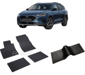 Set 5 covorase FORD FOCUS HYBRID din 2020-PREZENT, cu covoras tunel median, CAROSERIE COMBI, Presuri cauciuc 100%, compatibil cu autoturismul FORD FOCUS HYBRID, Rigum - Img 2