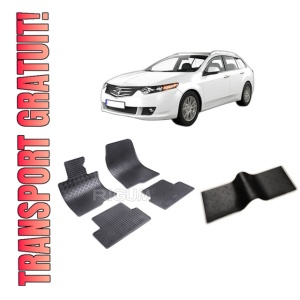 Set 5 covorase HONDA ACCORD VIII din 09.2008-2015, cu covoras tunel median, CAROSERIE COMBI, Presuri cauciuc 100%, compatibil cu autoturismul HONDA ACCORD VIII, Rigum