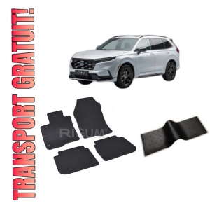 Set 5 covorase HONDA CR-V PHEV din 08.2023-PREZENT, cu covoras tunel median, CAROSERIE SUV, Presuri cauciuc 100%, compatibil cu autoturismul HONDA CR-V PHEV, Rigum