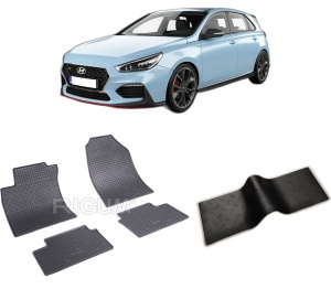 Set 5 covorase HYUNDAI I30 III din 02.2017-PREZENT, cu covoras tunel median, CAROSERIE HATCHBACK, Presuri cauciuc 100%, compatibil cu autoturismul HYUNDAI I30 III, Rigum - Img 2