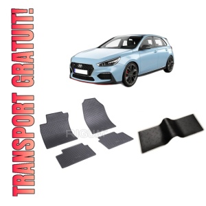 Set 5 covorase HYUNDAI I30 III din 02.2017-PREZENT, cu covoras tunel median, CAROSERIE HATCHBACK, Presuri cauciuc 100%, compatibil cu autoturismul HYUNDAI I30 III, Rigum