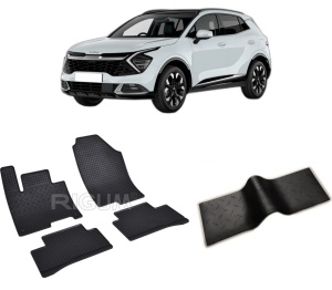 Set 5 covorase KIA SPORTAGE PHEV din 2022-PREZENT, cu covoras tunel median, CAROSERIE SUV, Presuri cauciuc 100%, compatibil cu autoturismul KIA SPORTAGE PHEV, Rigum - Img 2