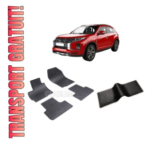 Set 5 covorase MITSUBISHI ASX FACELIFT I din 2013-2017, cu covoras tunel median, CAROSERIE SUV, Presuri cauciuc 100%, compatibil cu autoturismul MITSUBISHI ASX FACELIFT I, Rigum