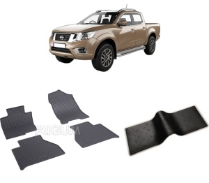 Set 5 covorase NISSAN NAVARA din 01.2016-2022, cu covoras tunel median, CAROSERIE PICK-UP, Presuri cauciuc 100%, compatibil cu autoturismul NISSAN NAVARA, Rigum - Img 2