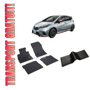 Set 5 covorase NISSAN NOTE E12 din 10.2013-03.2016, cu covoras tunel median, CAROSERIE HATCHBACK, Presuri cauciuc 100%, compatibil cu autoturismul NISSAN NOTE E12, Rigum