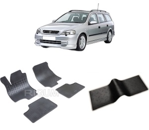 Set 5 covorase OPEL ASTRA G din 1998-2009, cu covoras tunel median, CAROSERIE COMBI, Presuri cauciuc 100%, compatibil cu autoturismul OPEL ASTRA G, Rigum - Img 2