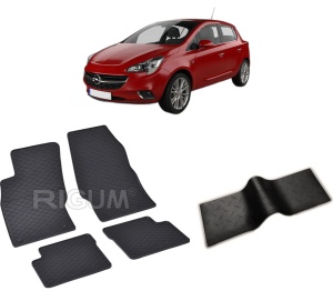 Set 5 covorase OPEL CORSA E din 12.2014-05.2019, cu covoras tunel median, CAROSERIE HATCHBACK, Presuri cauciuc 100%, compatibil cu autoturismul OPEL CORSA E, Rigum - Img 2