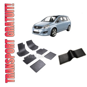 Set 5 covorase OPEL ZAFIRA B din 05.2005-2014, cu covoras tunel median, CAROSERIE VAN 7 LOCURI, Presuri cauciuc 100%, compatibil cu autoturismul OPEL ZAFIRA B, Rigum
