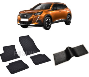 Set 5 covorase PEUGEOT 2008 E- II din 08.2020-PREZENT, cu covoras tunel median, CAROSERIE SUV, Presuri cauciuc 100%, compatibil cu autoturismul PEUGEOT 2008 E- II, Rigum - Img 2