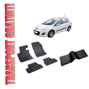 Set 5 covorase PEUGEOT 308 II din 08.2013-11.2021, cu covoras tunel median, CAROSERIE HATCHBACK, Presuri cauciuc 100%, compatibil cu autoturismul PEUGEOT 308 II, Rigum
