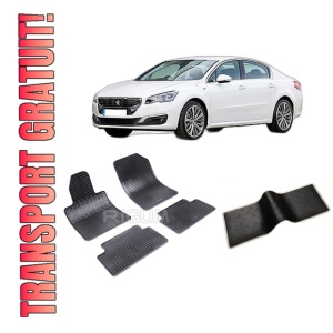 Set 5 covorase PEUGEOT 508 I din 01.2011-09.2018, cu covoras tunel median, CAROSERIE SEDAN, Presuri cauciuc 100%, compatibil cu autoturismul PEUGEOT 508 I, Rigum