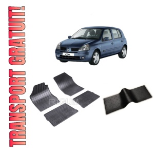 Set 5 covorase RENAULT CLIO II din 1998-08.2005, cu covoras tunel median, CAROSERIE HATCHBACK, Presuri cauciuc 100%, compatibil cu autoturismul RENAULT CLIO II, Rigum