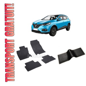 Set 5 covorase RENAULT KADJAR din 06.2015-09.2022, cu covoras tunel median, CAROSERIE SUV, Presuri cauciuc 100%, compatibil cu autoturismul RENAULT KADJAR, Rigum