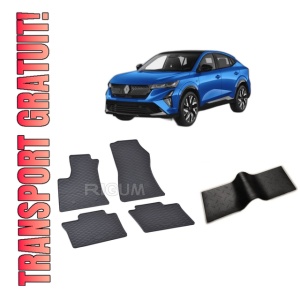 Set 5 covorase RENAULT RAFALE E-TECH FULL HYBRID din 03.2024-PREZENT, cu covoras tunel median, CAROSERIE SUV, Presuri cauciuc 100%, compatibil cu autoturismul RENAULT RAFALE E-TECH FULL HYBRID, Rigum
