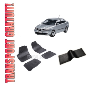 Set 5 covorase SEAT CORDOBA II din 2002-2009, cu covoras tunel median, CAROSERIE SEDAN, Presuri cauciuc 100%, compatibil cu autoturismul SEAT CORDOBA II, Rigum