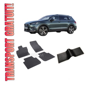 Set 5 covorase SEAT TARRACO din 10.2018-PREZENT, cu covoras tunel median, CAROSERIE SUV, Presuri cauciuc 100%, compatibil cu autoturismul SEAT TARRACO, Rigum